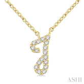 1/20 ctw Initial 'J' Round cut Diamond Pendant With Chain in 10K Yellow Gold